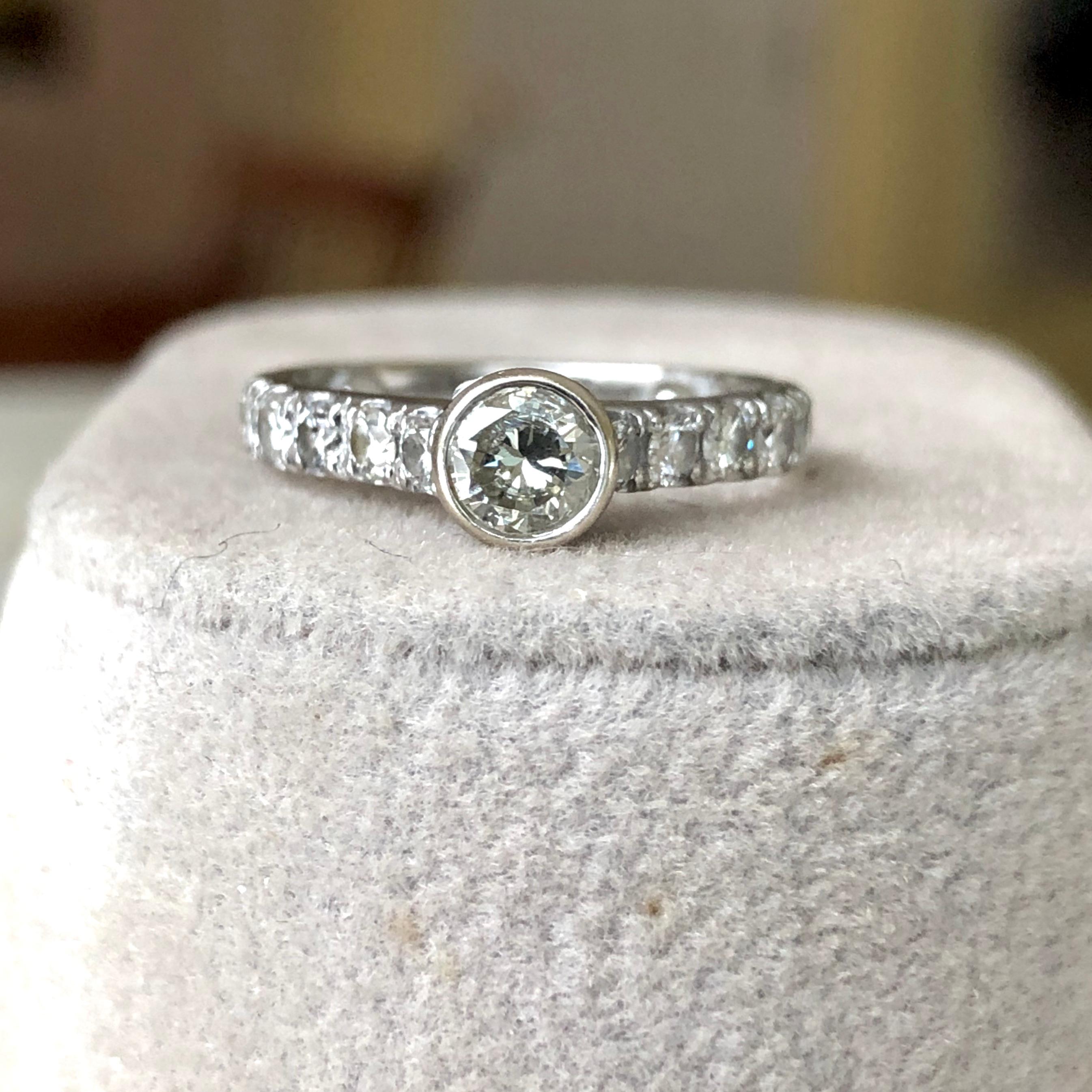 Engagement Diamond Ring with Diamond Accents 14 Karat White Gold 1