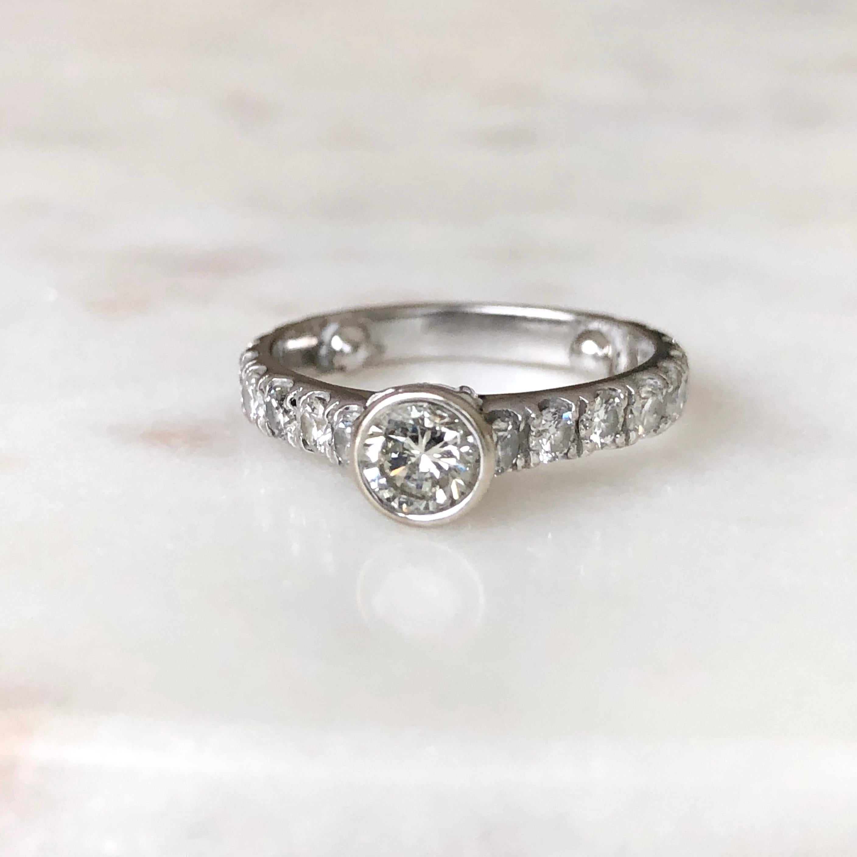 Engagement Diamond Ring with Diamond Accents 14 Karat White Gold 4