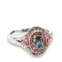 Engagement Diamonds Ring 1.30ct Natural Fancy Blue & Argyle Intense Pink GIA 4PP