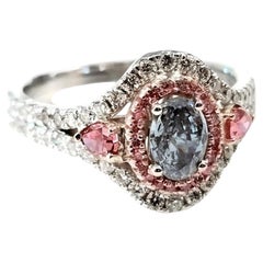 Engagement Diamonds Ring 1.30ct Natural Fancy Blue & Argyle Intense Pink GIA 4PP