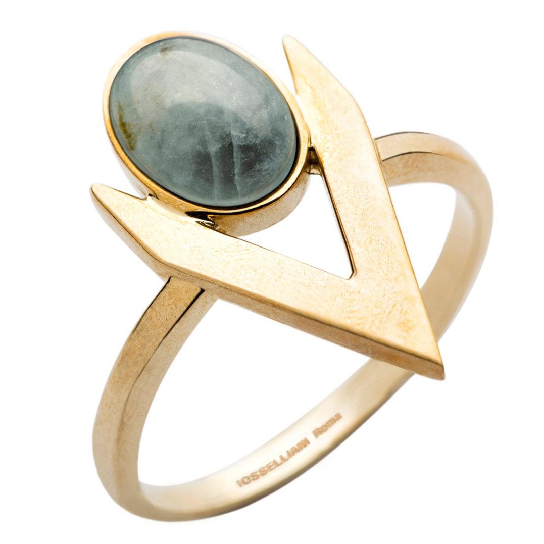 Gold Aquamarine V-Shaped Ring from IOSSELLIANI For Sale