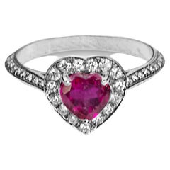 Anillo de Compromiso Amor Oro 18K 0,50 Quilates Diamantes Blancos Rubelita Corte Corazón