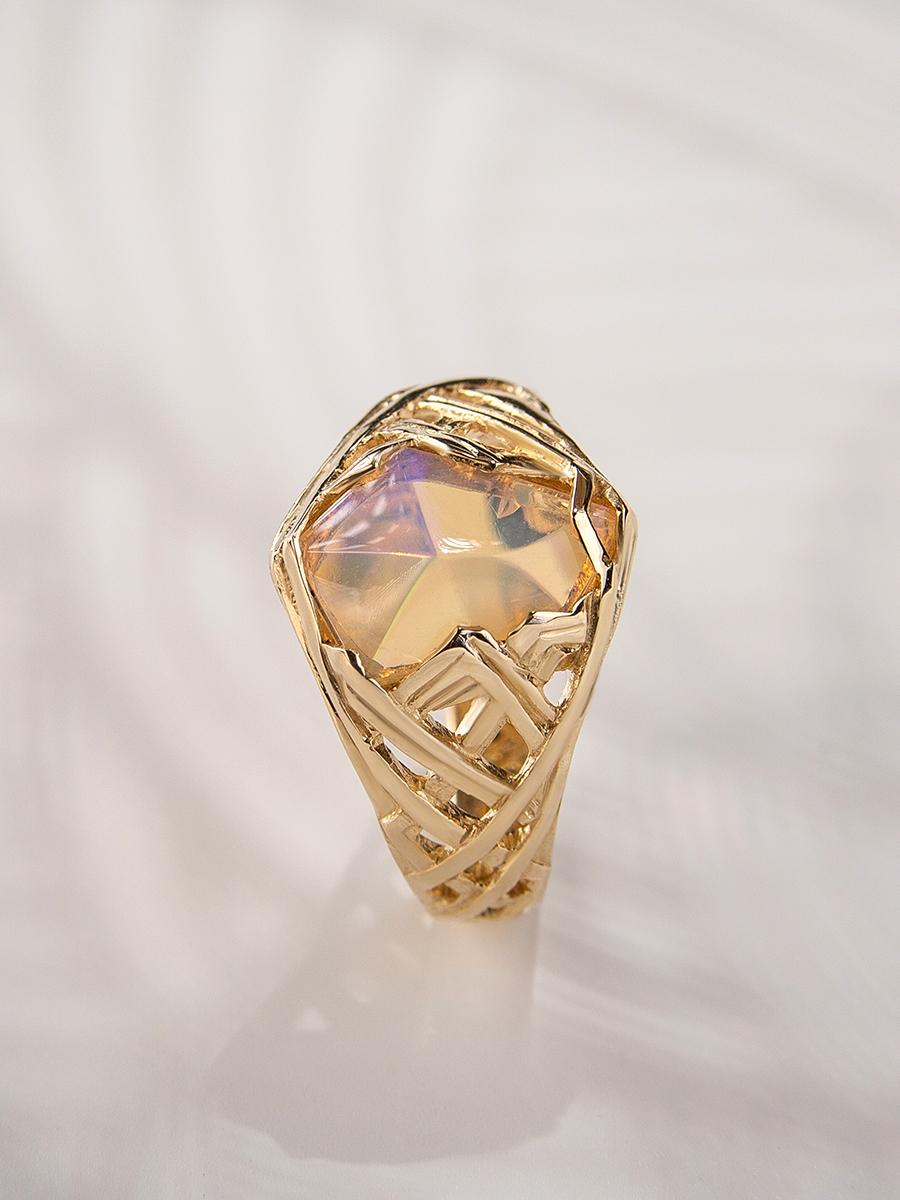 Engagement Opal Ring Gold Art Deco Style Jewelry For Sale 3