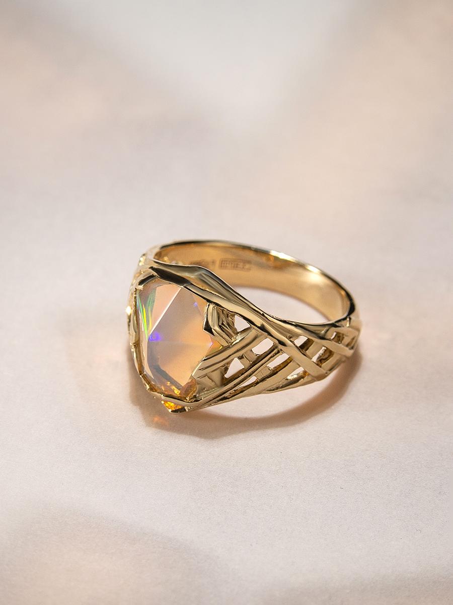 Engagement Opal Ring Gold Art Deco Style Jewelry For Sale 6