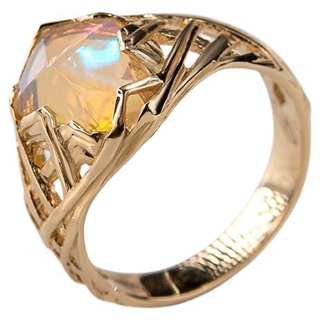 Verlobungsring mit Opal in Gold im Art-déco-Stil