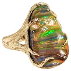 Verlobungsring, Opal, Gold, Unisex, Baum der Fantasie, Wald Lotr-Stil