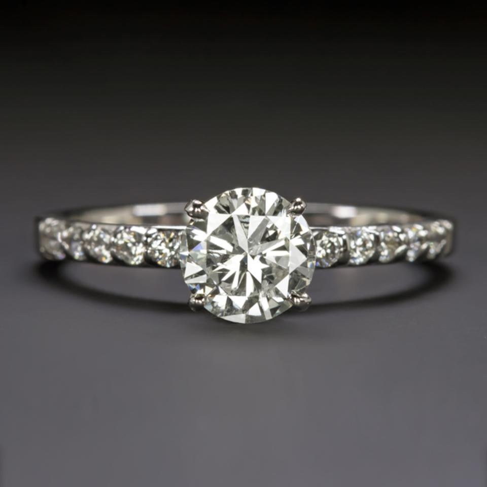Round Cut Engagement Ring 0.98Ct I - SI2 Natural Diamond Round Brilliant Cut in White Gold
