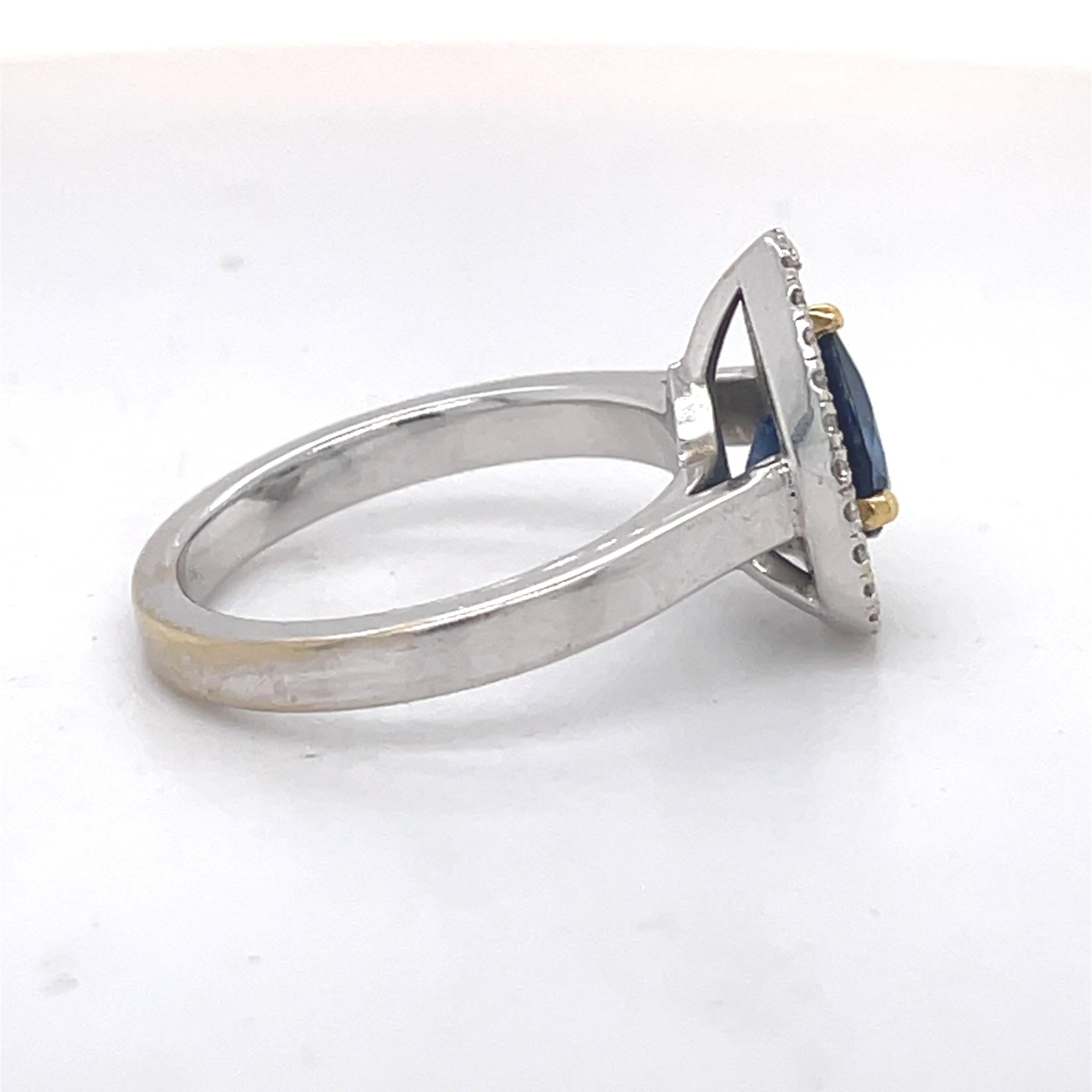 Engagement Ring- 1.70CT Pear Sapphire, Yellow & White Diamond halos, 18k  For Sale 1