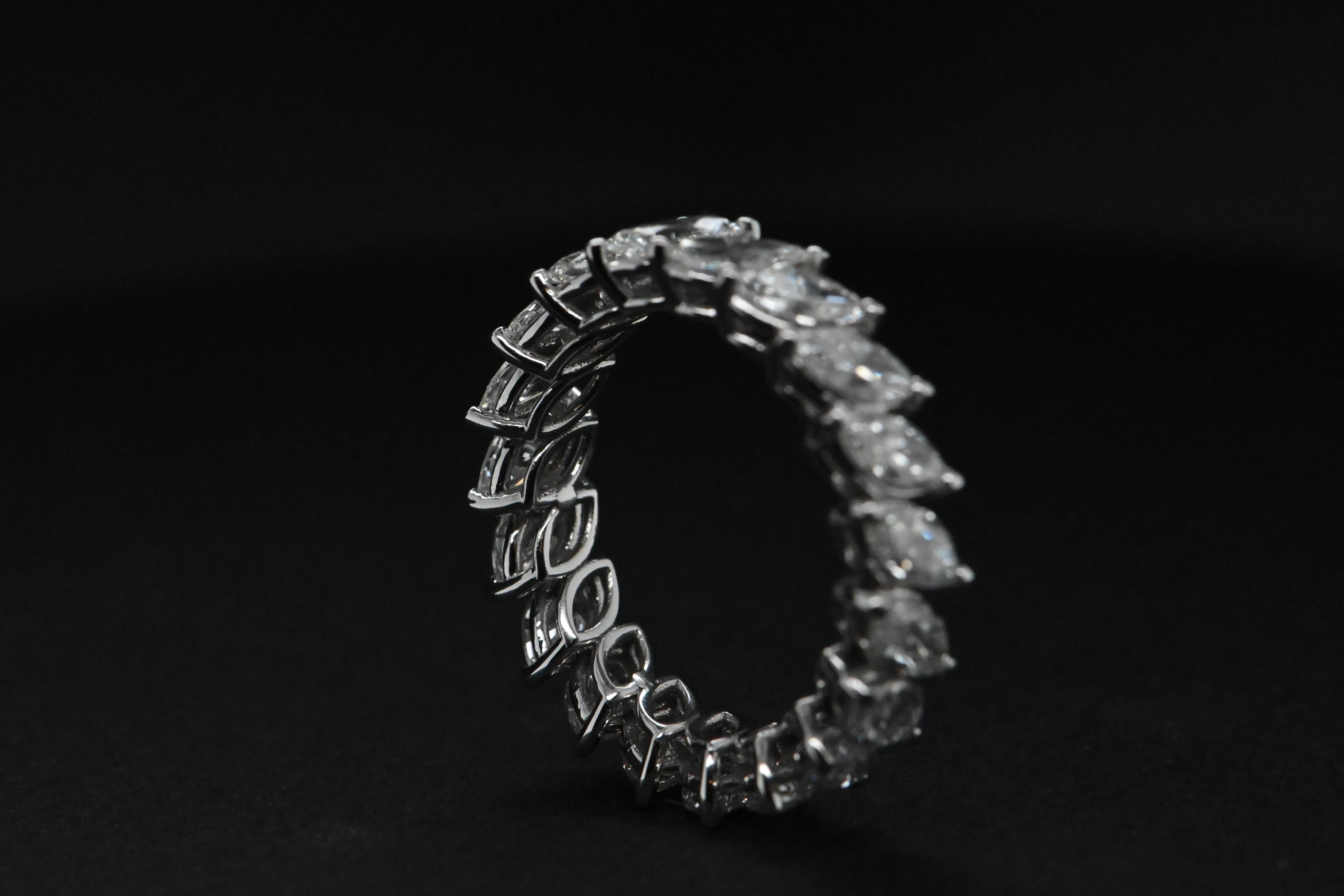 Marquise Cut Engagement Ring 18 Carat White Gold Adorned With Diamonds Totaling 3.62 carats For Sale