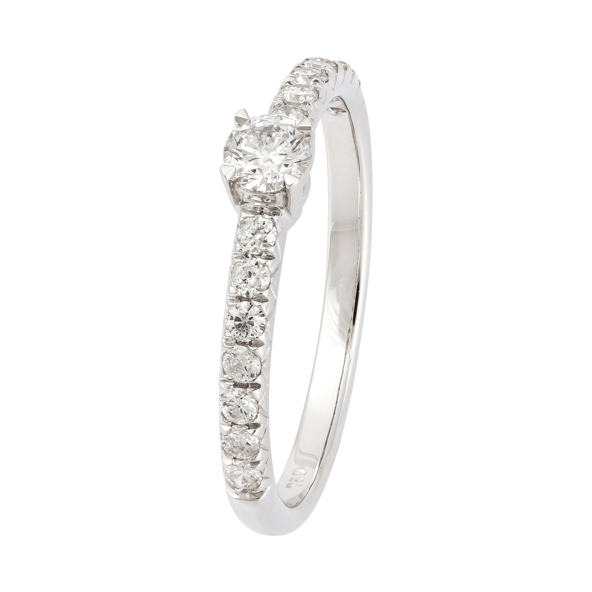 Engagement Ring 18K White Diamond for Her For Sale