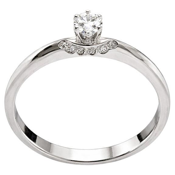 Engagement Ring 18K White Gold with Natural Diamond G color VS clarity 0.21 ct.