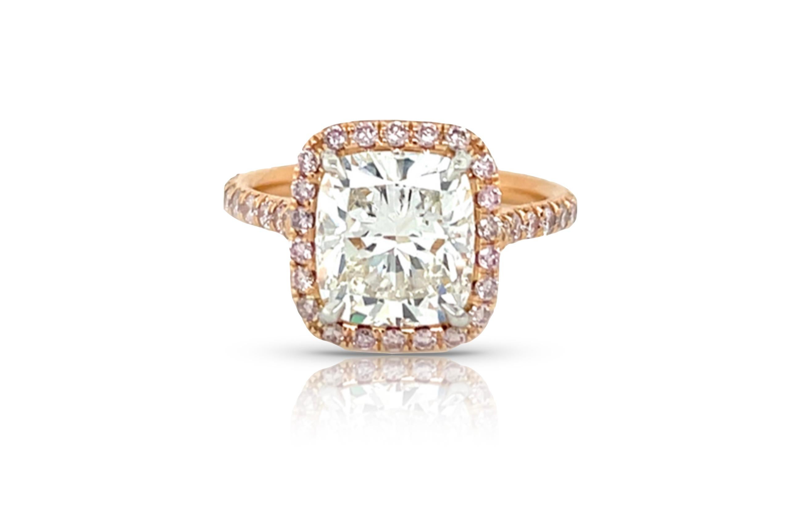 Verlobungsring 3,5 Karat Diamant im Kissenschliff, Farbe VS2 Reinheit, GIA-zertifiziert im Zustand „Neu“ im Angebot in New York, NY