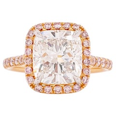 Engagement Ring 3.5 Carat Cushion Cut Diamond, I Color VS2 Clarity, GIA Certifie