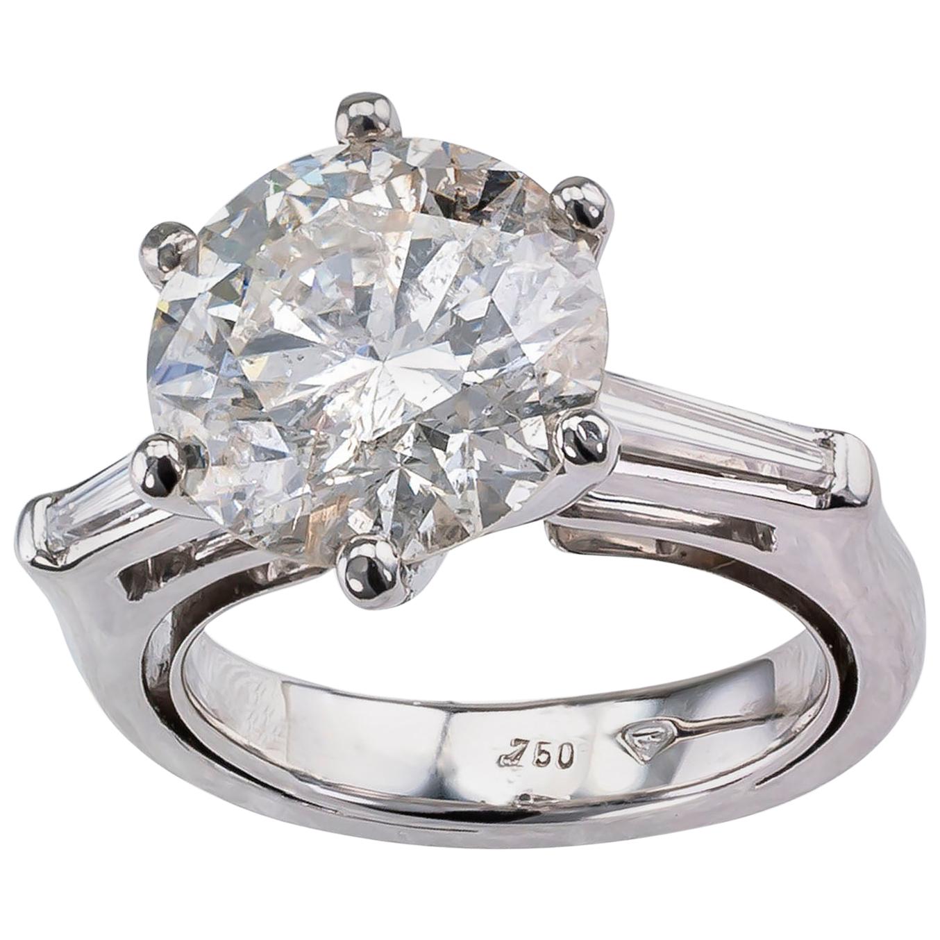 Engagement Ring 4.43 Carat Diamond Solitaire White Gold