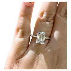 Engagement Ring 925 Sterling Silver 3 CT Emerald Cut Moissanite Solitare  RIng 