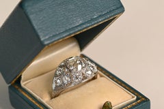 Edwardian 1 Carat Cushion Cut Ring. Old Mine Cut Cluster Ring Platinum I SI1