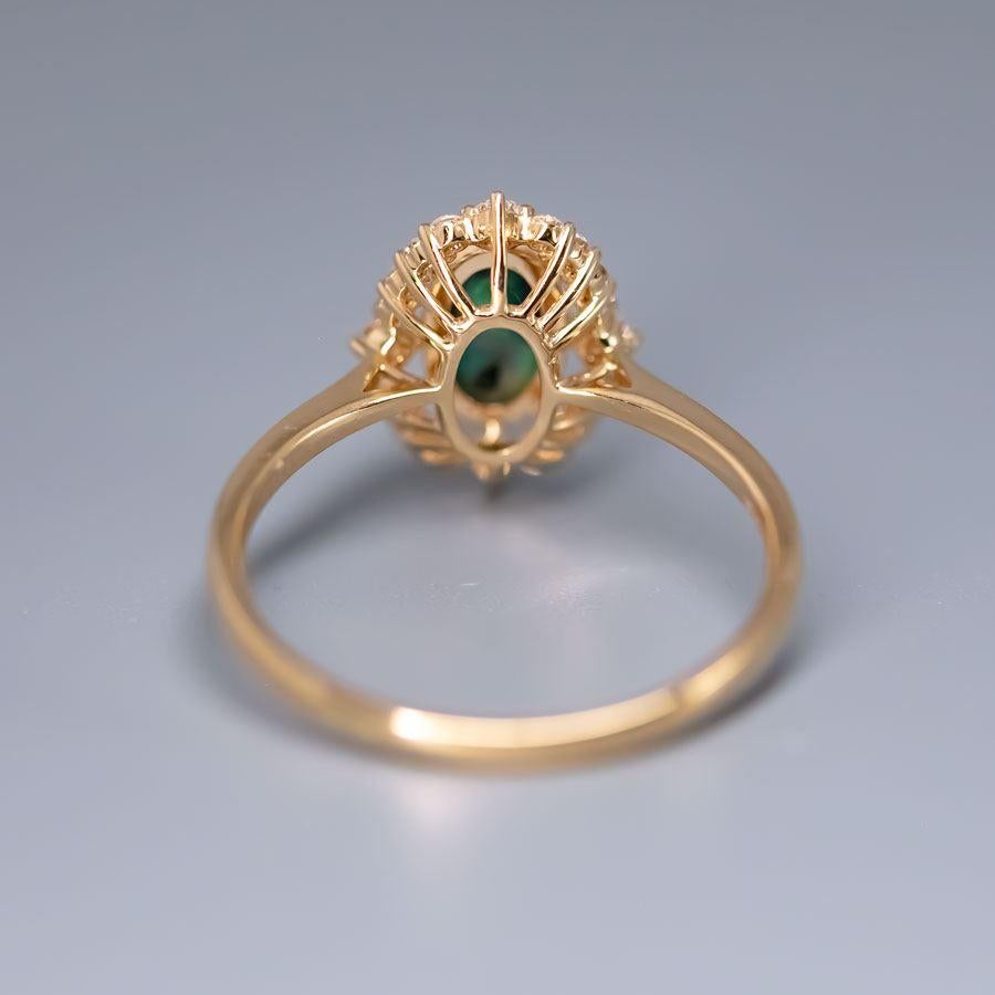 Women's or Men's Engagement Ring: Australian Black Opal and Diamond in 18K Yellow Gold For Sale