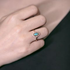 Engagement Ring: Australian Boulder Opal and Diamond in 18K Yellow Gold