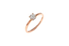 Engagement Ring Brilliant Cut White Diamond Rose Gold Botta Jewelry