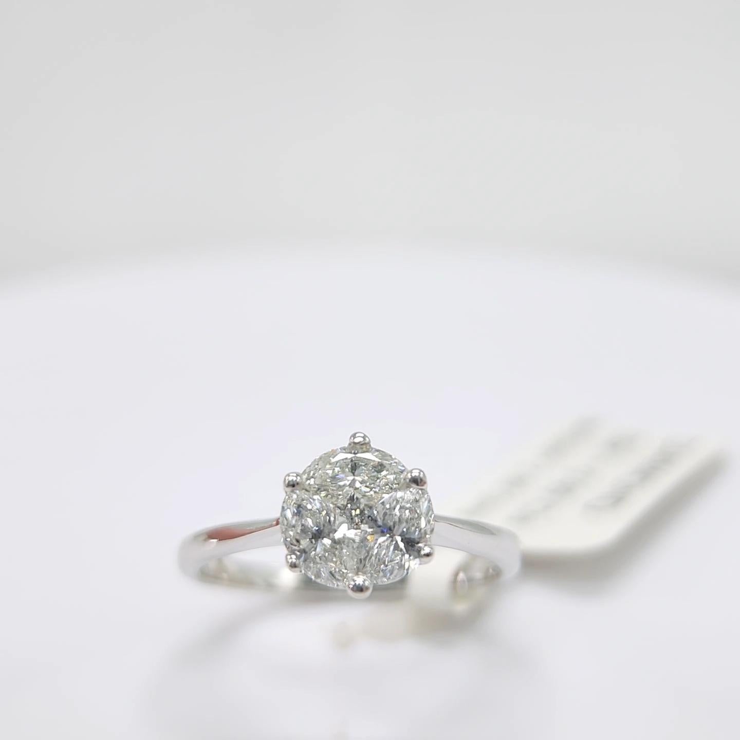 Engagement Ring Galileo 1.00 ct Look Diamond 0.50ct And 14K White Gold Ring For Sale 6