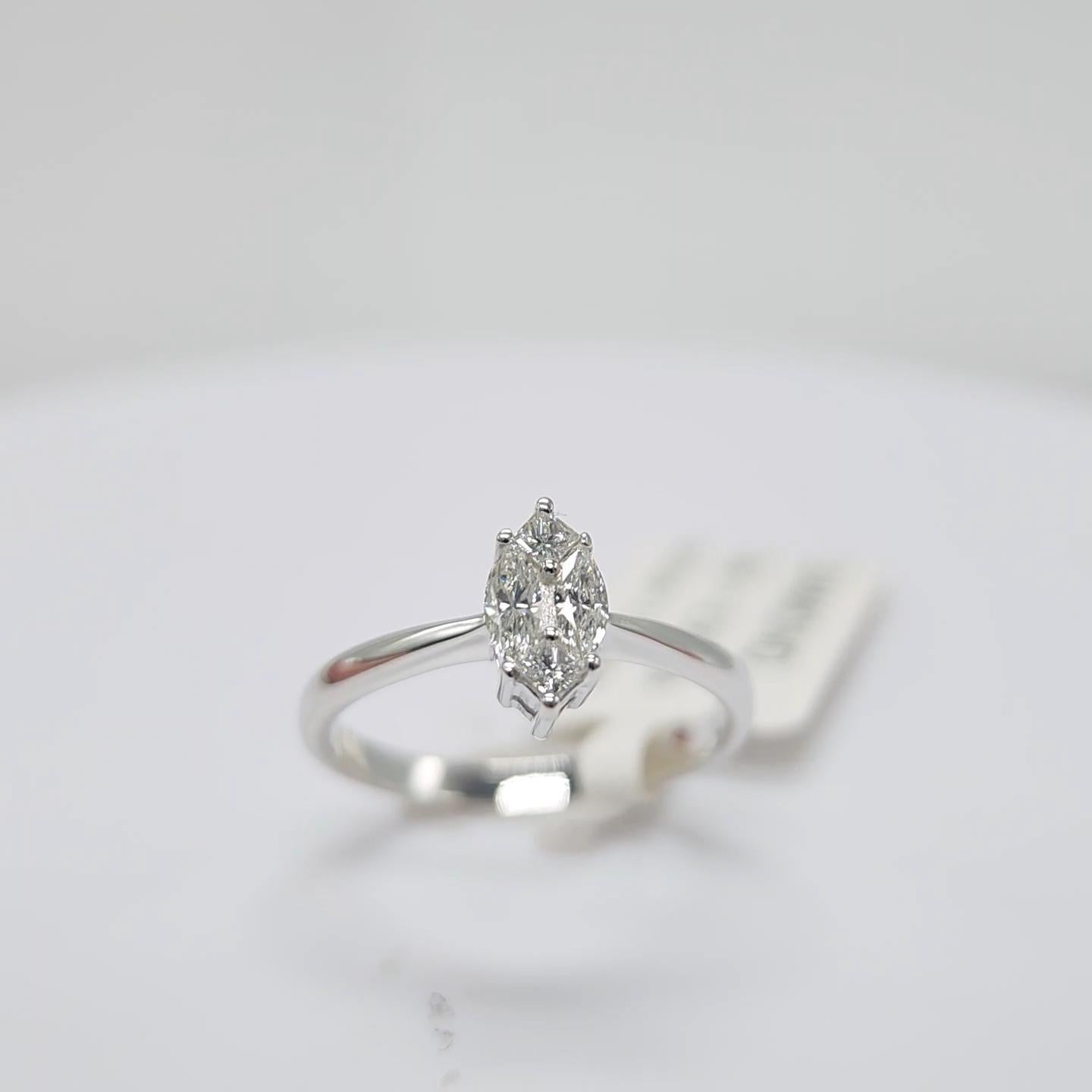 Engagement Ring Galileo 1.00 ct Look Diamond 0.50ct And 14K White Gold Ring For Sale 6