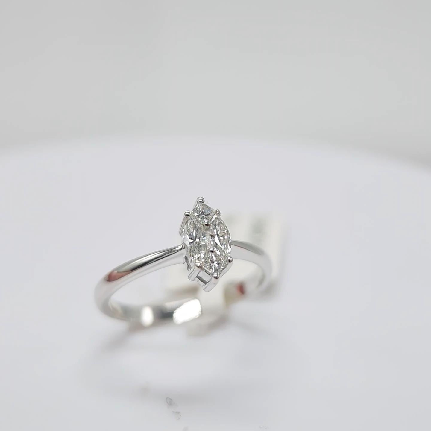 Engagement Ring Galileo 1.00 ct Look Diamond 0.50ct And 14K White Gold Ring For Sale 7