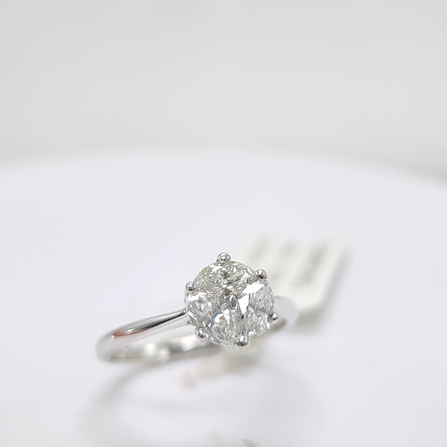 Engagement Ring Galileo 1.00 ct Look Diamond 0.50ct And 14K White Gold Ring For Sale 8