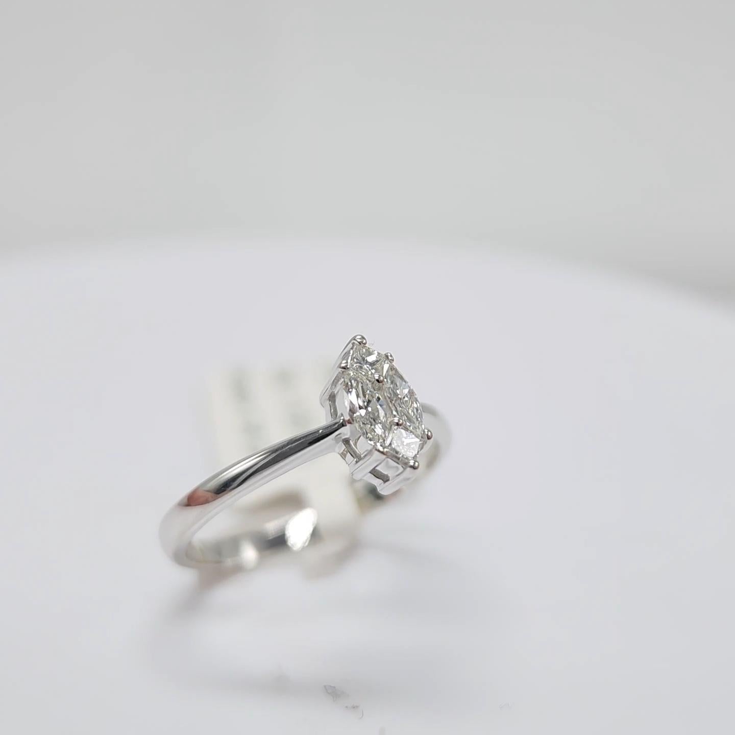 Engagement Ring Galileo 1.00 ct Look Diamond 0.50ct And 14K White Gold Ring For Sale 8