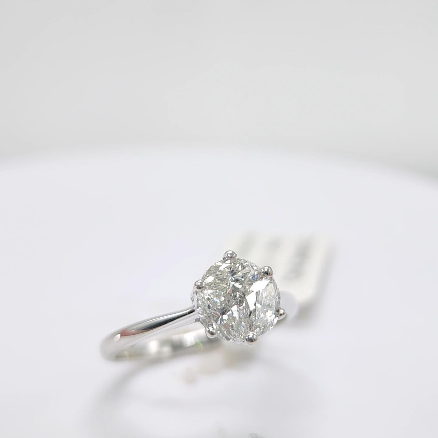 Engagement Ring Galileo 1.00 ct Look Diamond 0.50ct And 14K White Gold Ring For Sale 9