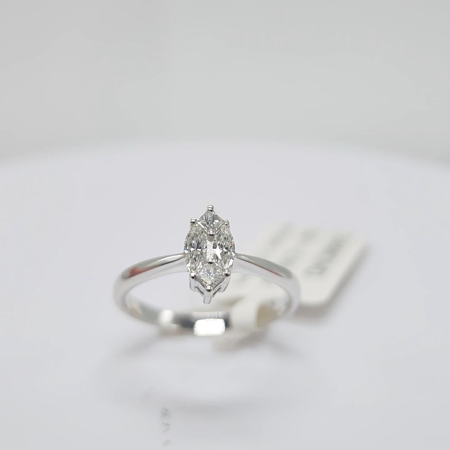 Engagement Ring Galileo 1.00 ct Look Diamond 0.50ct And 14K White Gold Ring For Sale 9