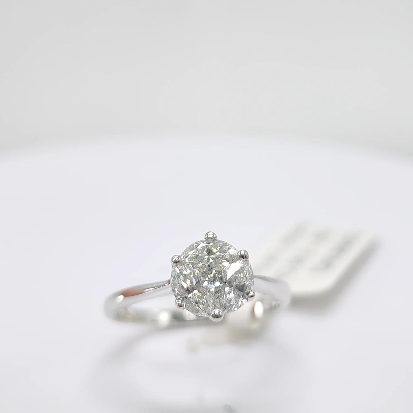 Engagement Ring Galileo 1.00 ct Look Diamond 0.50ct And 14K White Gold Ring For Sale 10