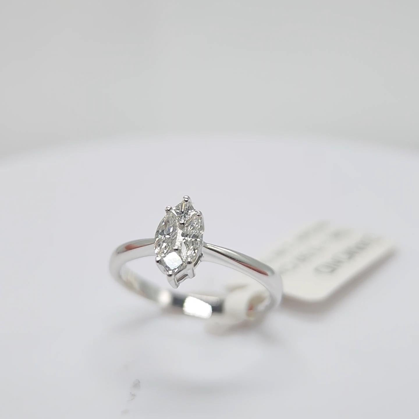 Engagement Ring Galileo 1.00 ct Look Diamond 0.50ct And 14K White Gold Ring For Sale 10