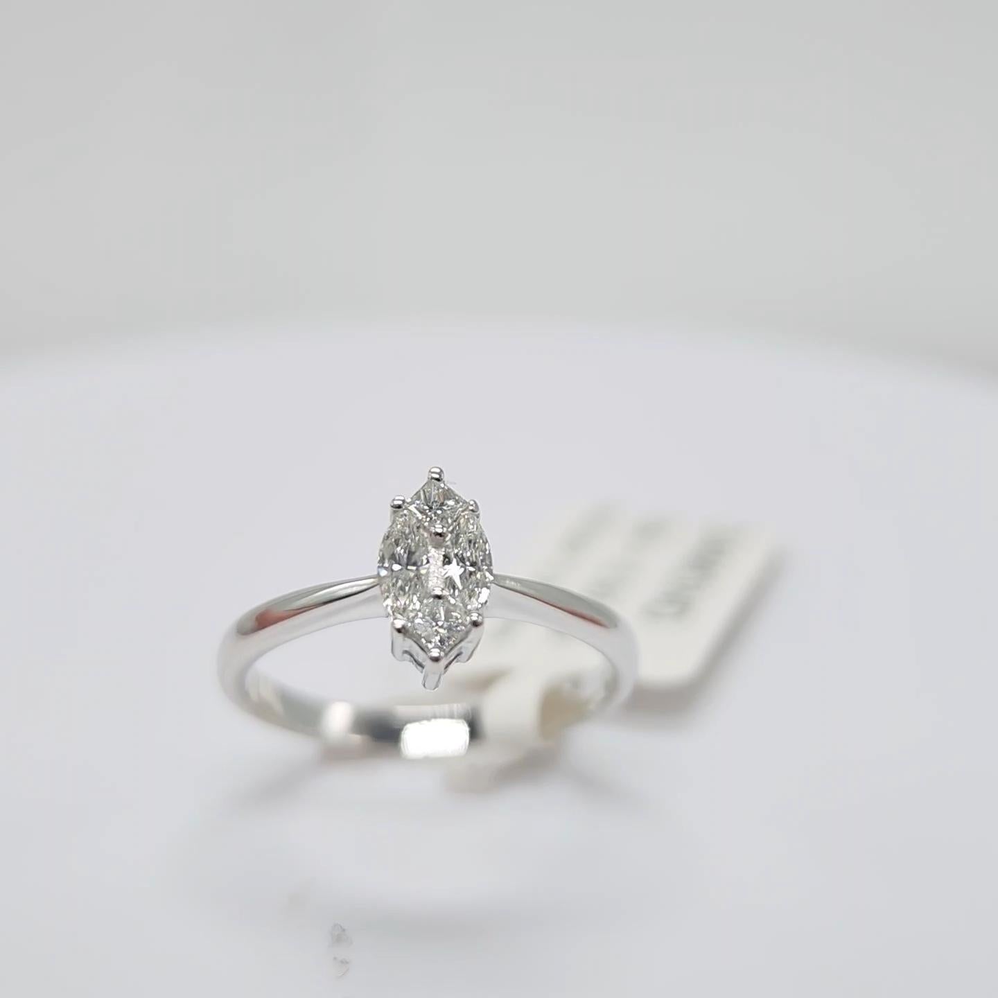 Engagement Ring Galileo 1.00 ct Look Diamond 0.50ct And 14K White Gold Ring For Sale 11