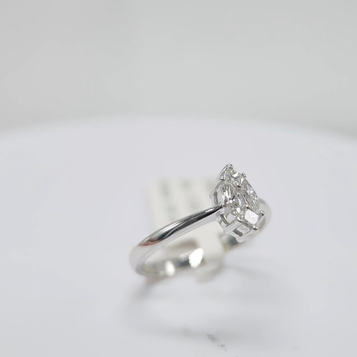 Women's Engagement Ring Galileo 1.00 ct Look Diamond 0.50ct And 14K White Gold Ring For Sale