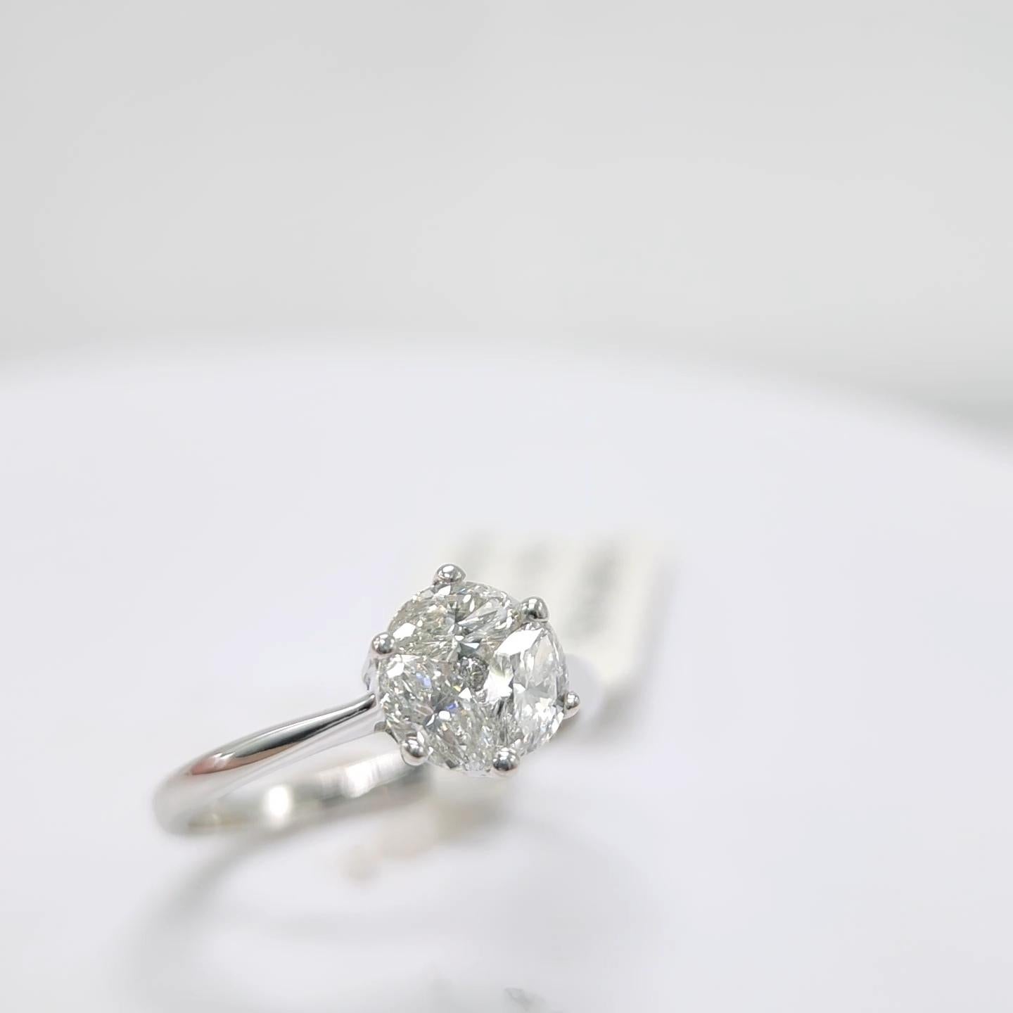 Engagement Ring Galileo 1.00 ct Look Diamond 0.50ct And 14K White Gold Ring For Sale 1