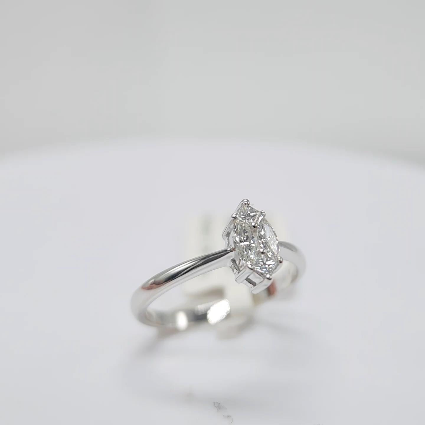 Engagement Ring Galileo 1.00 ct Look Diamond 0.50ct And 14K White Gold Ring For Sale 1