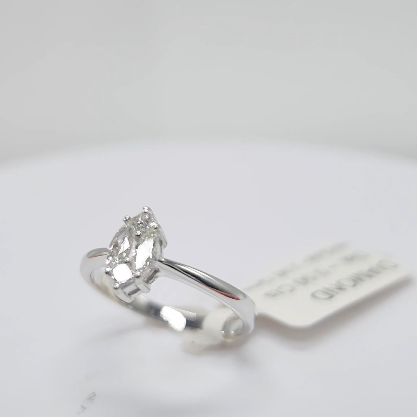 Engagement Ring Galileo 1.00 ct Look Diamond 0.50ct And 14K White Gold Ring For Sale 2