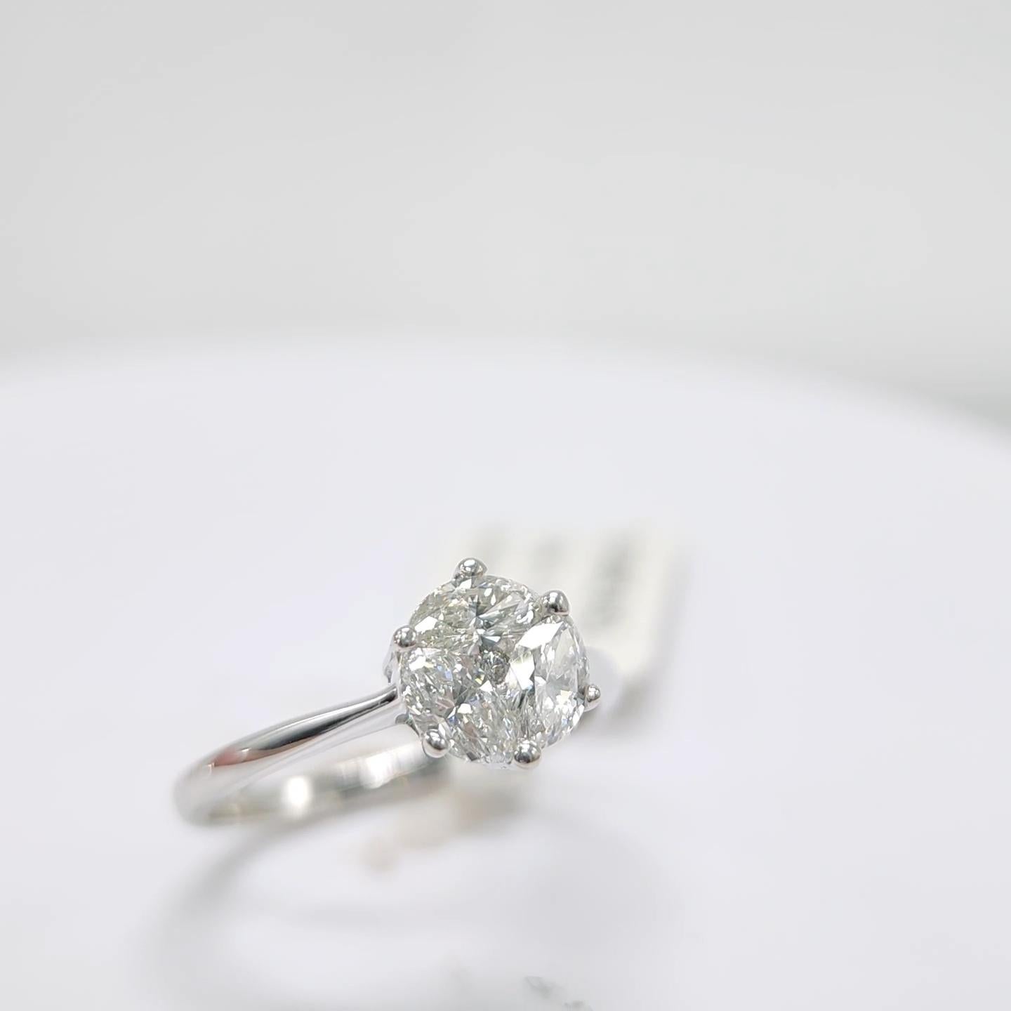 Engagement Ring Galileo 1.00 ct Look Diamond 0.50ct And 14K White Gold Ring For Sale 4