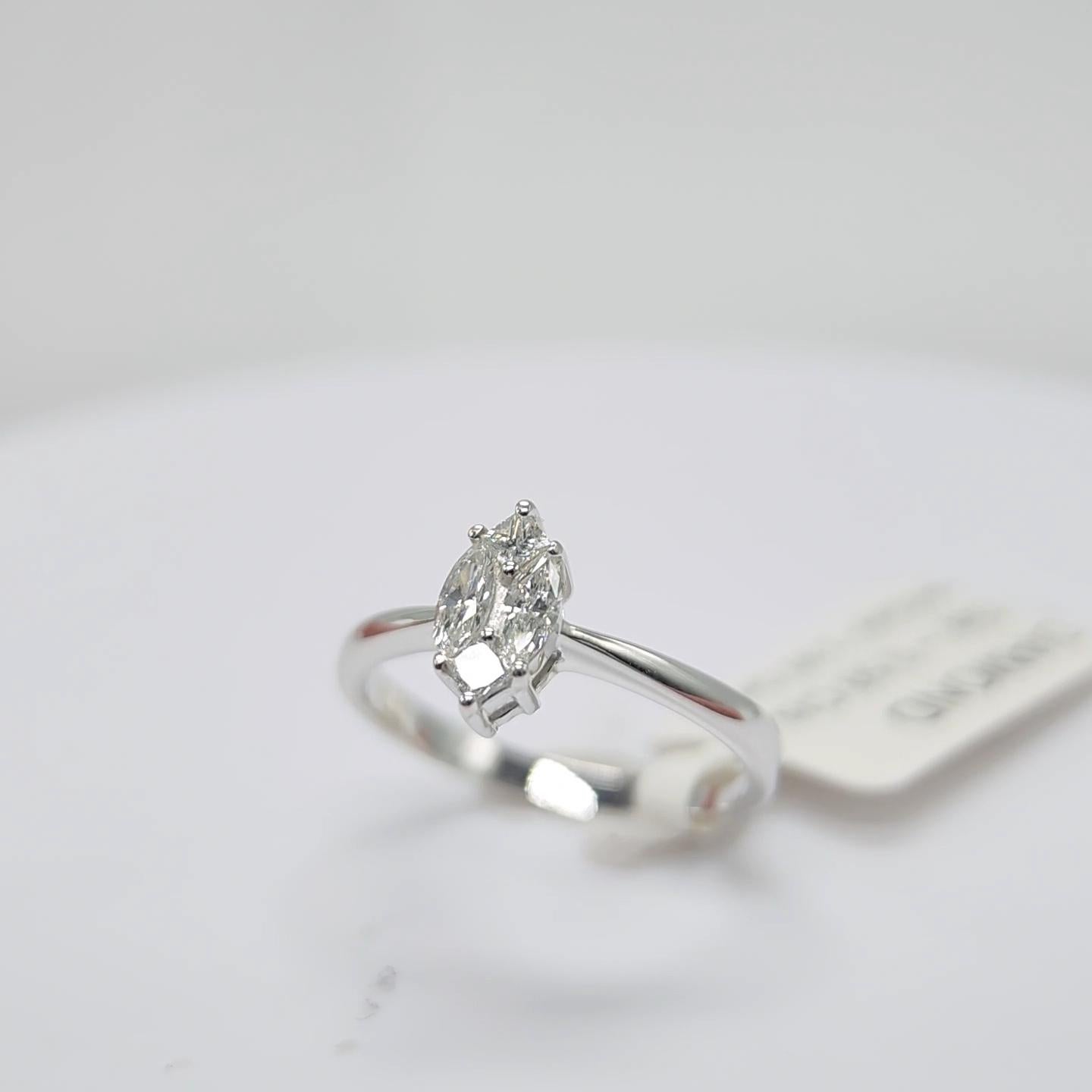 Engagement Ring Galileo 1.00 ct Look Diamond 0.50ct And 14K White Gold Ring For Sale 4