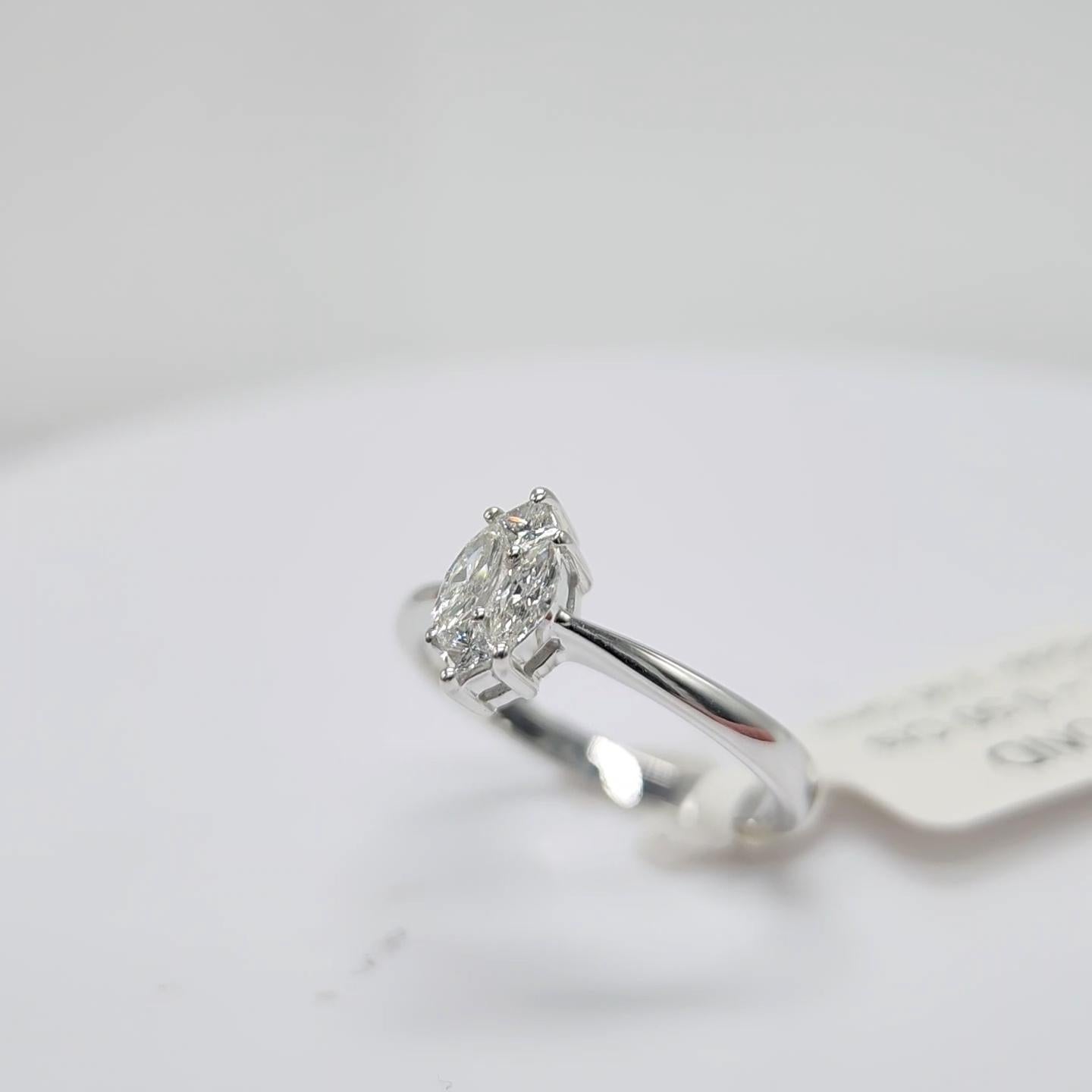 Engagement Ring Galileo 1.00 ct Look Diamond 0.50ct And 14K White Gold Ring For Sale 5