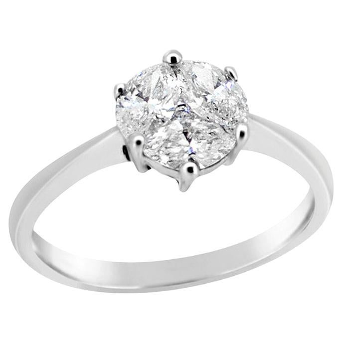 Anillo de Compromiso Galileo 1,00 ct Mira Diamante 0,50 ct Y Anillo de Oro Blanco de 14K