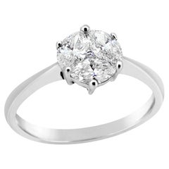 Bague de fiançailles Galileo 1.00 ct Look Diamond 0.50ct And 14K White Gold Ring