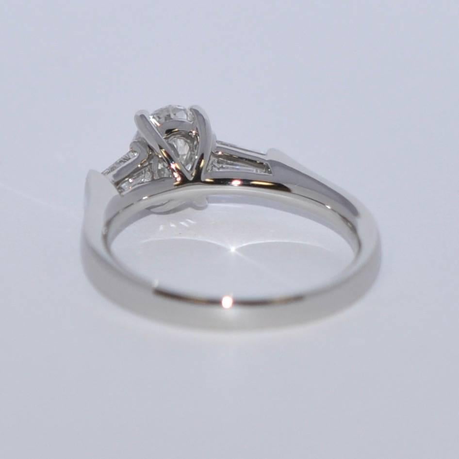 Women's Engagement Ring GIA Certified 1.25 Carat White Diamonds Platinum  For Sale