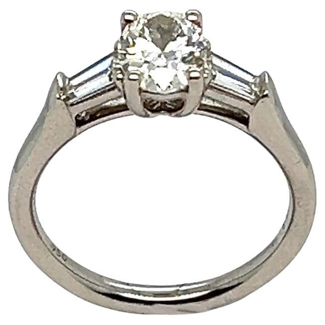 Engagement Ring GIA Certified 1.25 Carat White Diamonds Platinum For Sale
