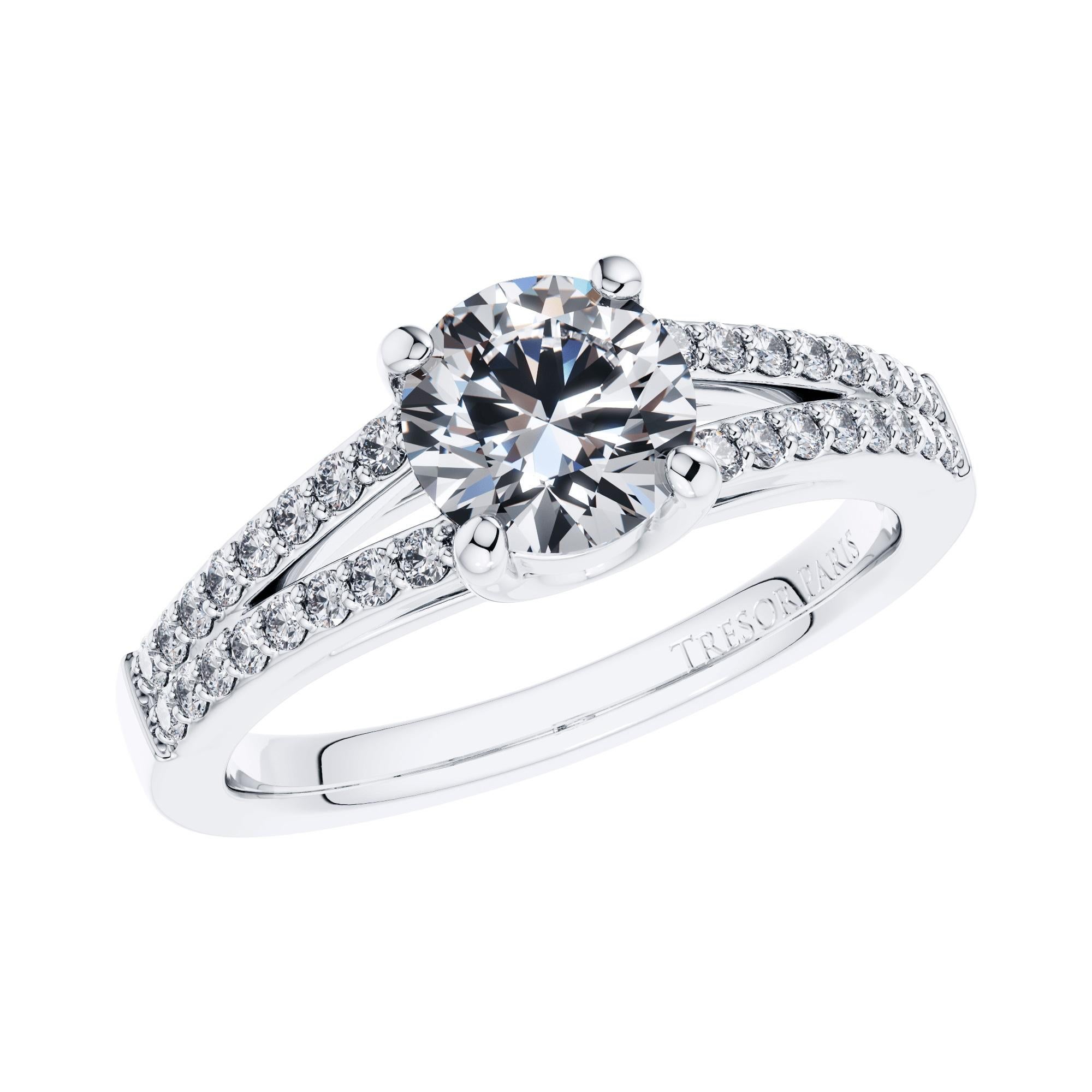 Engagement Ring GIA Certified Round Diamond 1.30 Carat 18 Karat White Gold