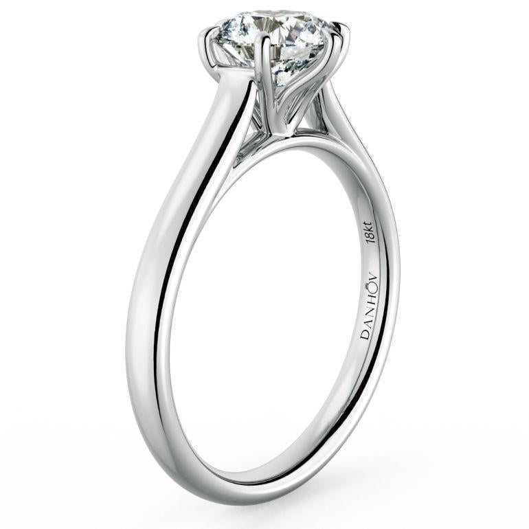 For Sale:   Engagement Ring in 14k White Gold with Moissanite Center stone  4