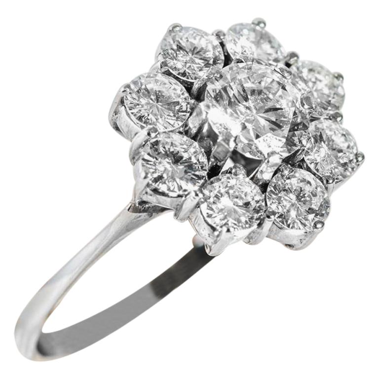 Engagement Ring in 18 Karat Diamonds 1.66 Carat For Sale