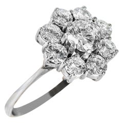 Vintage Engagement Ring in 18 Karat Diamonds 1.66 Carat