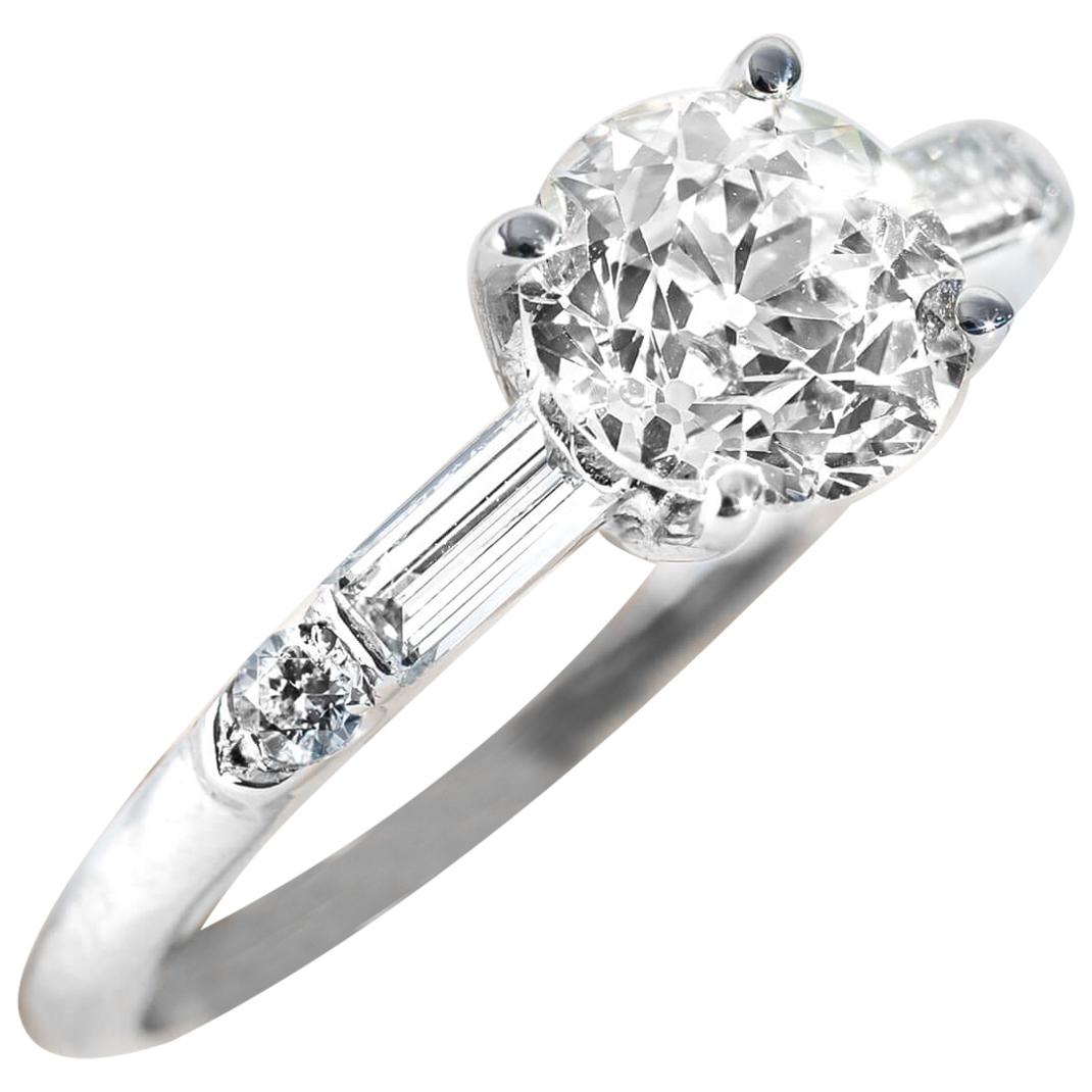 Engagement Ring in 18 Karat White Gold Diamonds 1.75 Carat