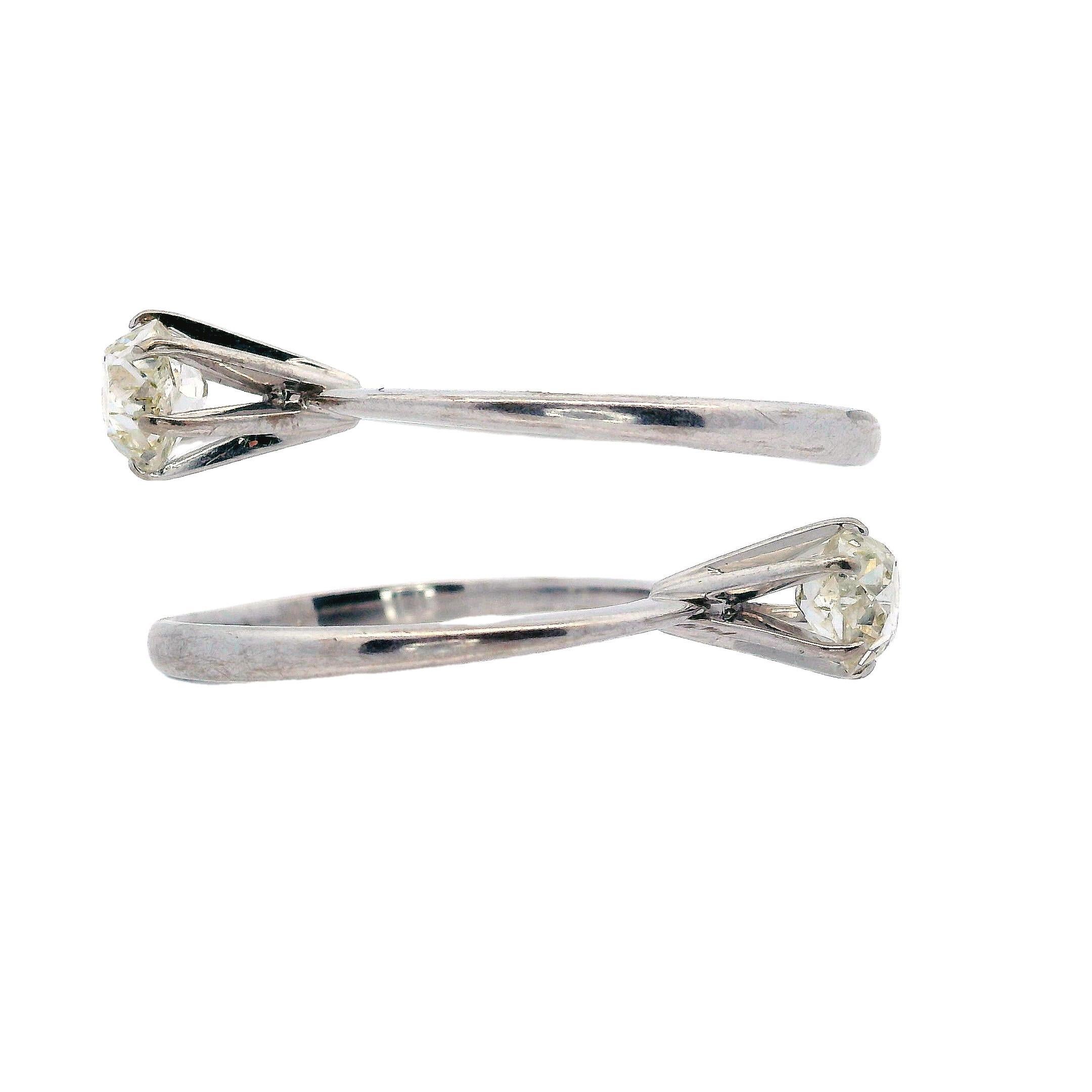 Art déco Bague de fiançailles en or 18k avec 0.60 cts de diamant ancienne mine en vente